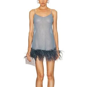 Oséree Plumage Babydoll Feather Slip Dress Chemise